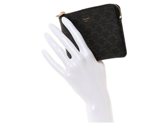 Céline Monedero/cartera con cremallera de lona Triomphe de CELINE negro - vista 3