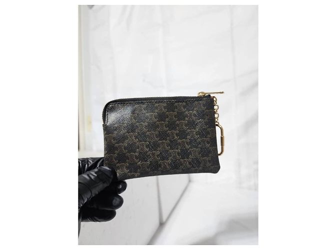 Céline Monedero/cartera con cremallera de lona Triomphe de CELINE negro - vista 4