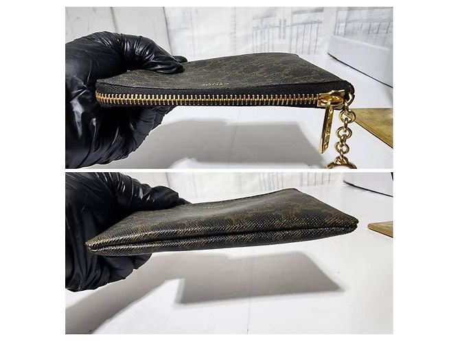 Céline Monedero/cartera con cremallera de lona Triomphe de CELINE negro - vista 7
