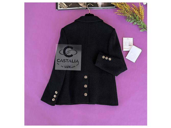 Chanel Neue zeitlose schwarze Tweedjacke 40 FR - Ansicht 12