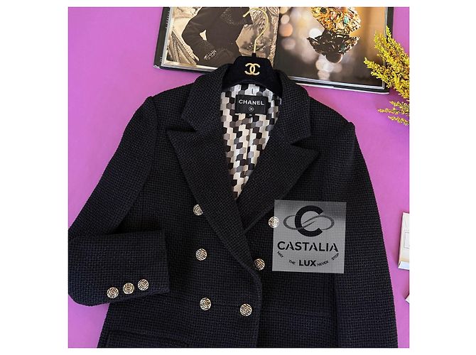 Chanel Neue zeitlose schwarze Tweedjacke 40 FR - Ansicht 2