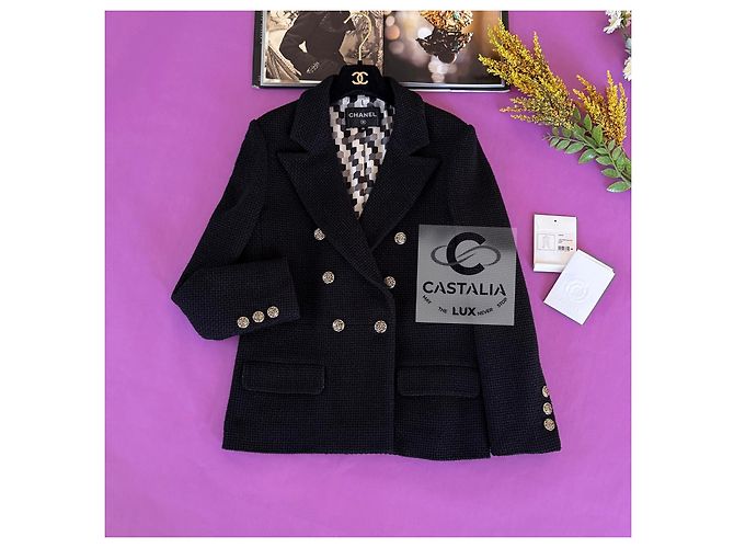 Chanel Neue zeitlose schwarze Tweedjacke 40 FR - Ansicht 3