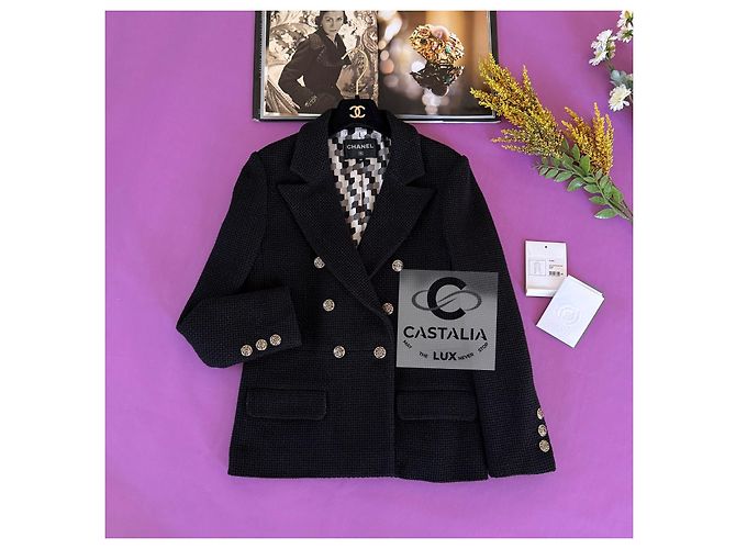 Chanel Neue zeitlose schwarze Tweedjacke 40 FR - Ansicht 6