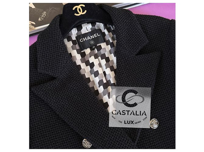 Chanel Neue zeitlose schwarze Tweedjacke 40 FR - Ansicht 9
