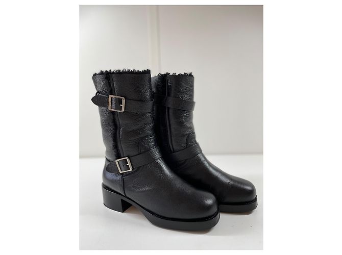 Botas biker Dior de shearling negras 38 Negro - vista 2