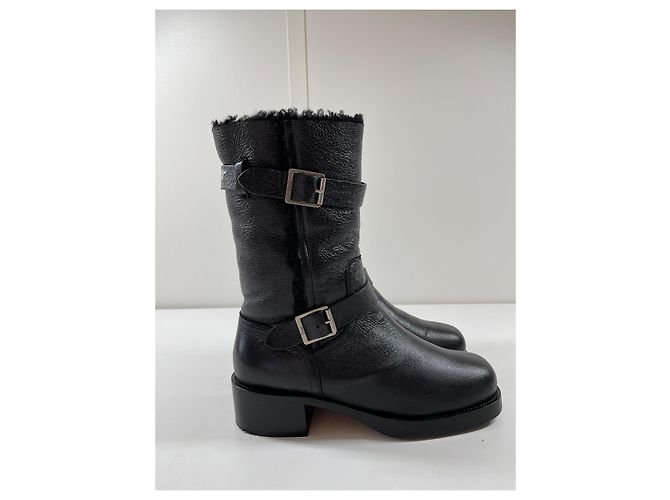 Botas biker Dior de shearling negras 38 Negro - vista 3