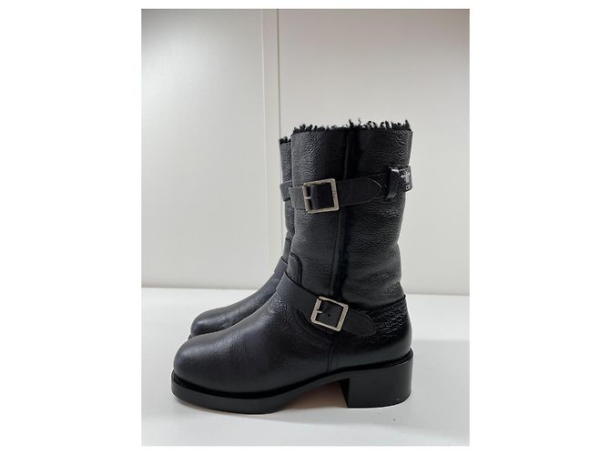 Botas biker Dior de shearling negras 38 Negro - vista 4