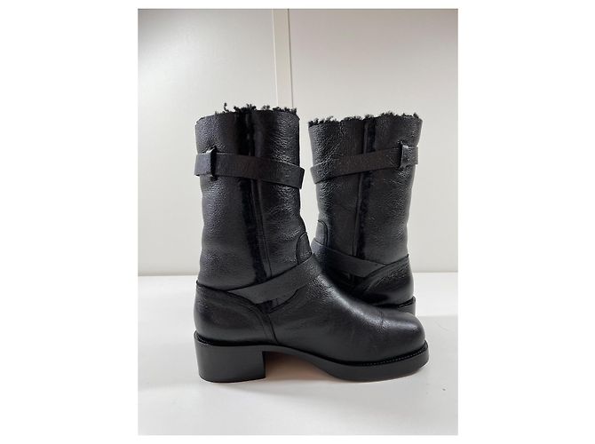 Botas biker Dior de shearling negras 38 Negro - vista 5