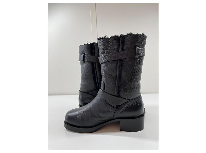 Botas biker Dior de shearling negras 38 Negro - vista 6