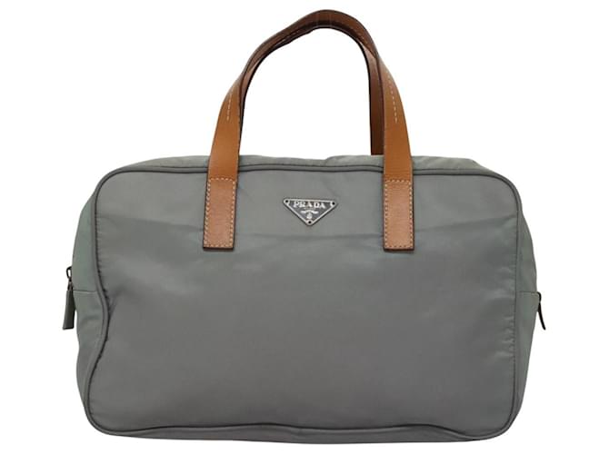 PRADA Borsa a mano in nylon grigio Auth BD1037 Marrone - vista 2