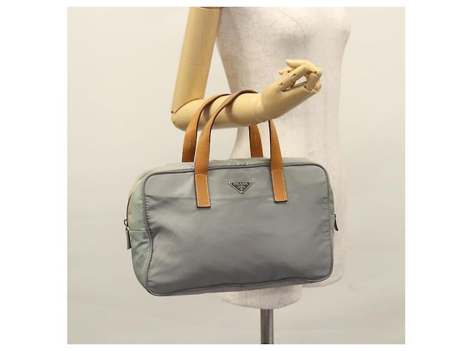 PRADA Borsa a mano in nylon grigio Auth BD1037 Marrone - vista 23