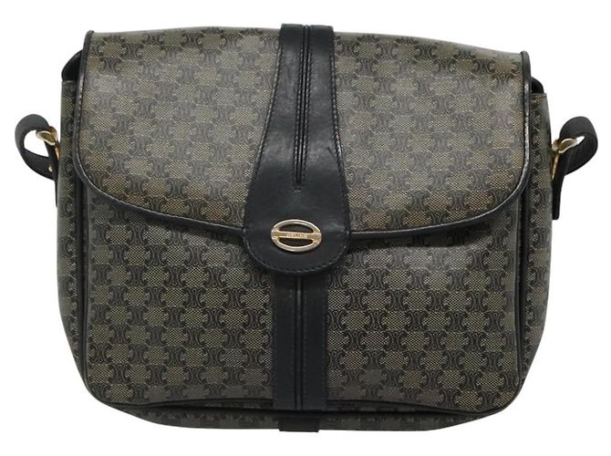 Céline Borsa a spalla in tela Macadam CELINE Navy Auth KD213 Blu navy - vista 2