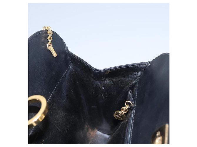 Borsa a spalla Gancini Chain in pelle nera e oro Auth BD929 di Salvatore Ferragamo Nero D'oro - vista 17