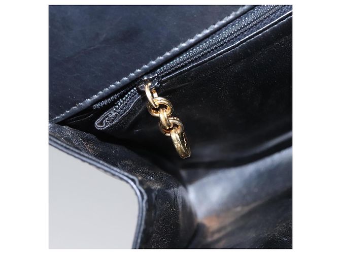 Borsa a spalla Gancini Chain in pelle nera e oro Auth BD929 di Salvatore Ferragamo Nero D'oro - vista 19