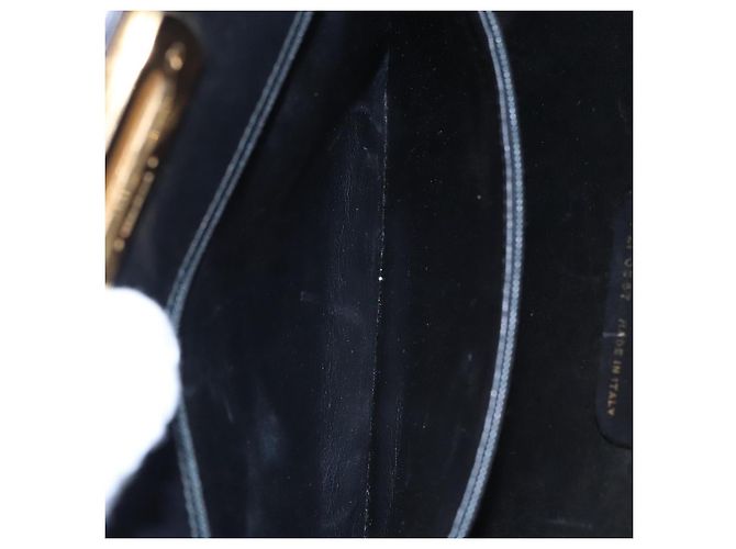 Borsa a spalla Gancini Chain in pelle nera e oro Auth BD929 di Salvatore Ferragamo Nero D'oro - vista 20