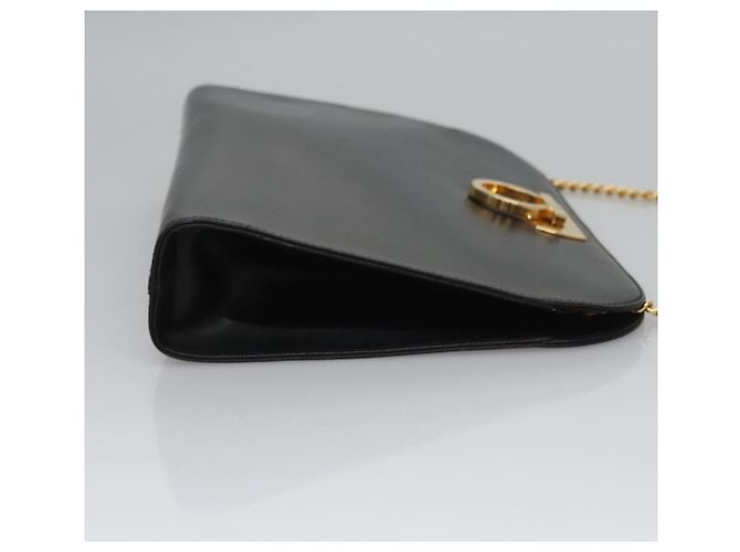 Borsa a spalla Gancini Chain in pelle nera e oro Auth BD929 di Salvatore Ferragamo Nero D'oro - vista 4