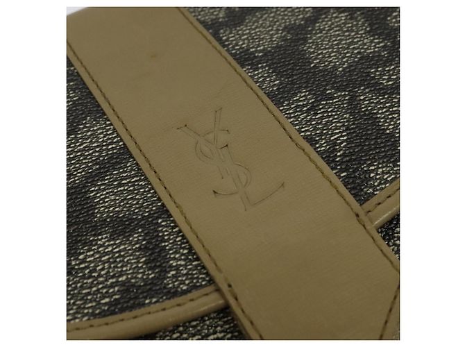 Borsa a spalla SAINT LAURENT in PVC embossé grigio Auth BA782 Marrone - vista 14