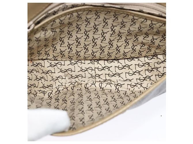 Borsa a spalla SAINT LAURENT in PVC embossé grigio Auth BA782 Marrone - vista 17