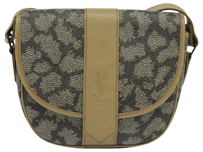 Borsa a spalla SAINT LAURENT in PVC embossé grigio Auth BA782 Marrone - vista 2