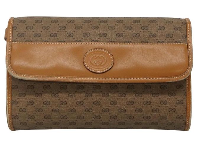 Gucci Borsa a Spalla Micro GG Supreme PVC Beige Oro 004 89 1041 Auth ep7893 D'oro - vista 2