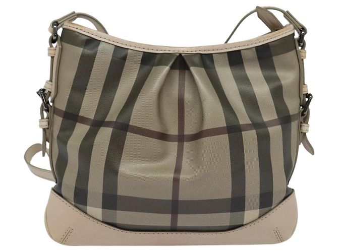 Borsa a spalla Burberry Nova Check PVC Khaki Auth BA711 Cachi - vista 2