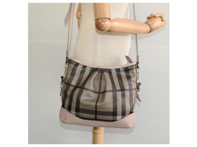 Borsa a spalla Burberry Nova Check PVC Khaki Auth BA711 Cachi - vista 21