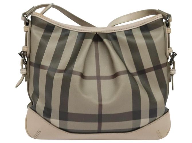 Borsa a spalla Burberry Nova Check PVC Khaki Auth BA711 Cachi - vista 3