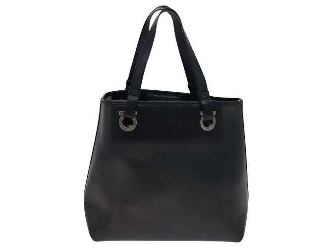 Borsa a mano Gancini in vinile nero Salvatore Ferragamo Auth bs23548 - vista 2