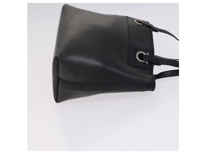 Borsa a mano Gancini in vinile nero Salvatore Ferragamo Auth bs23548 - vista 4