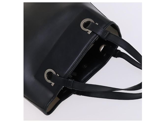 Borsa a mano Gancini in vinile nero Salvatore Ferragamo Auth bs23548 - vista 6