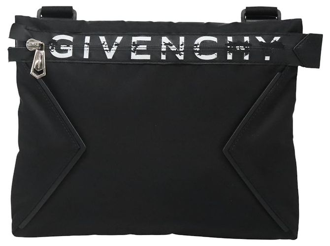 Borsa a spalla GIVENCHY in nylon nero argento autentica bs23553 - vista 2