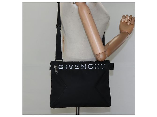 Borsa a spalla GIVENCHY in nylon nero argento autentica bs23553 - vista 22