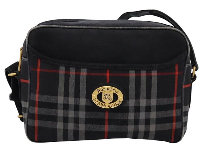Autre Marque Borsa a Spalla Burberrys Nova Check in Tela Blu Navy e Oro Auth EC762 D'oro - vista 2