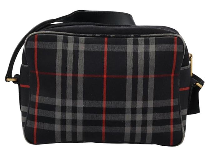 Autre Marque Borsa a Spalla Burberrys Nova Check in Tela Blu Navy e Oro Auth EC762 D'oro - vista 3