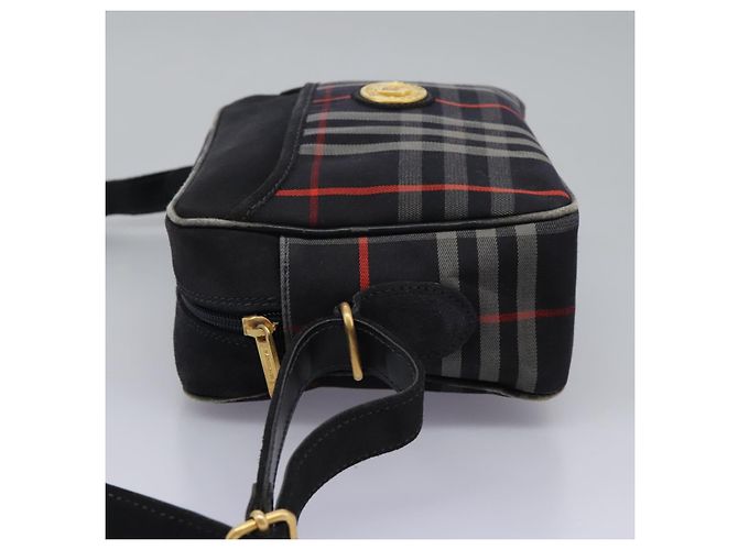 Autre Marque Borsa a Spalla Burberrys Nova Check in Tela Blu Navy e Oro Auth EC762 D'oro - vista 4