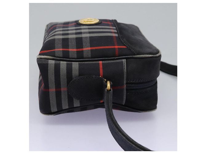 Autre Marque Borsa a Spalla Burberrys Nova Check in Tela Blu Navy e Oro Auth EC762 D'oro - vista 5