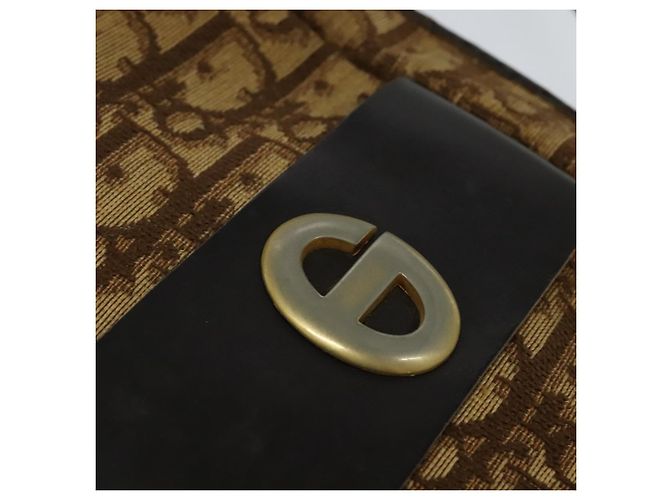 Borsa a spalla in tela Trotter Christian Dior marrone Auth BD734 - vista 14