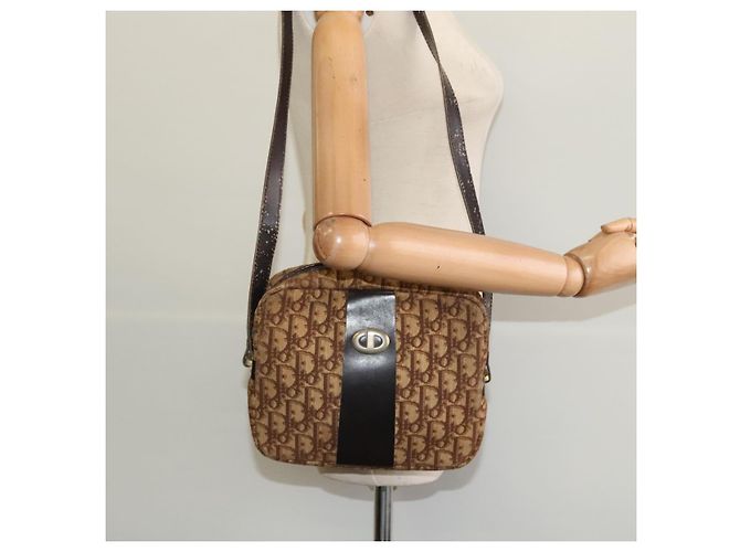 Borsa a spalla in tela Trotter Christian Dior marrone Auth BD734 - vista 19