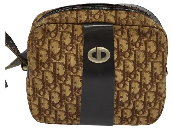 Borsa a spalla in tela Trotter Christian Dior marrone Auth BD734 - vista 2