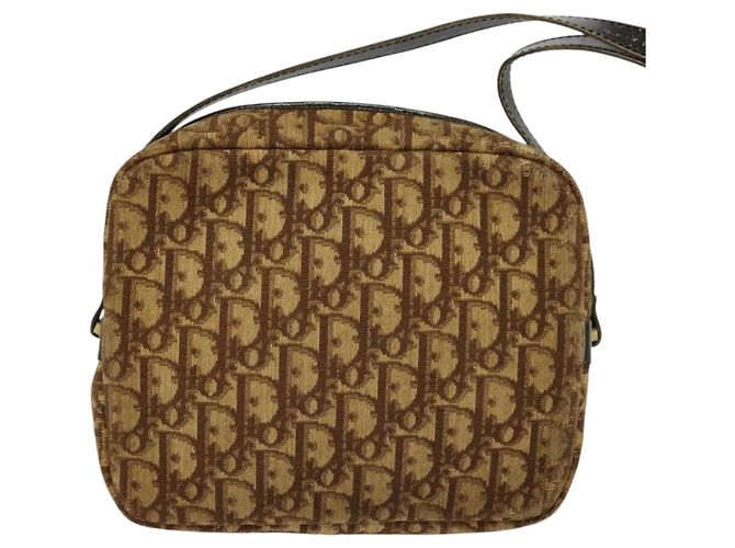 Borsa a spalla in tela Trotter Christian Dior marrone Auth BD734 - vista 3