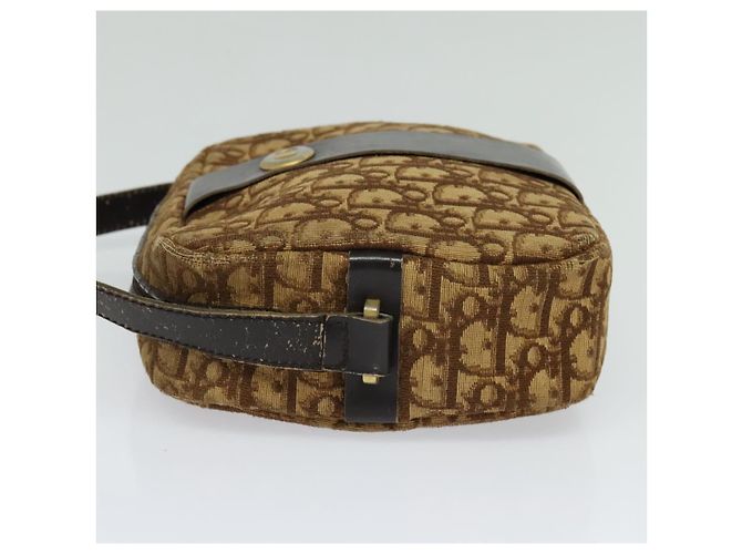 Borsa a spalla in tela Trotter Christian Dior marrone Auth BD734 - vista 4