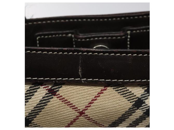 Borsa a mano in tela e pelle beige Burberry Nova Check Blue Label Auth EC545 - vista 14