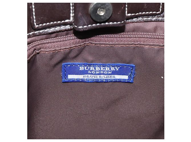 Borsa a mano in tela e pelle beige Burberry Nova Check Blue Label Auth EC545 - vista 15