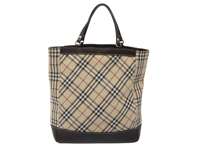 Borsa a mano in tela e pelle beige Burberry Nova Check Blue Label Auth EC545 - vista 2