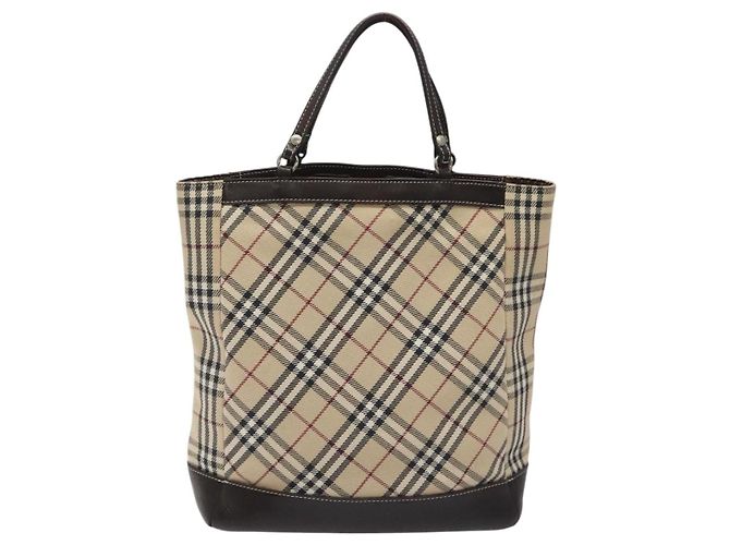 Borsa a mano in tela e pelle beige Burberry Nova Check Blue Label Auth EC545 - vista 3