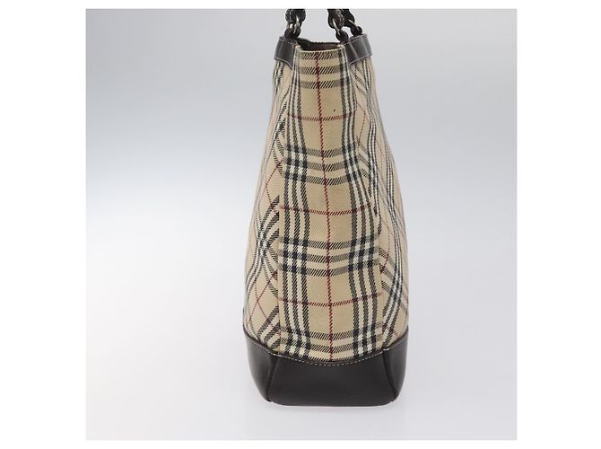 Borsa a mano in tela e pelle beige Burberry Nova Check Blue Label Auth EC545 - vista 4