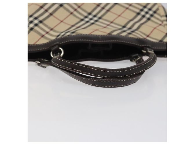 Borsa a mano in tela e pelle beige Burberry Nova Check Blue Label Auth EC545 - vista 7