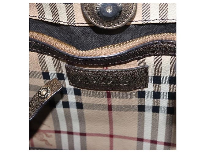 Borsa a spalla Burberry Nova Check PVC Beige Marrone oro Auth BA684 D'oro - vista 14