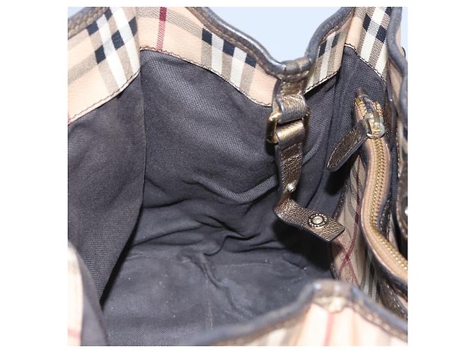 Borsa a spalla Burberry Nova Check PVC Beige Marrone oro Auth BA684 D'oro - vista 16