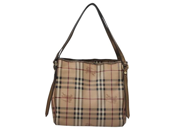Borsa a spalla Burberry Nova Check PVC Beige Marrone oro Auth BA684 D'oro - vista 2